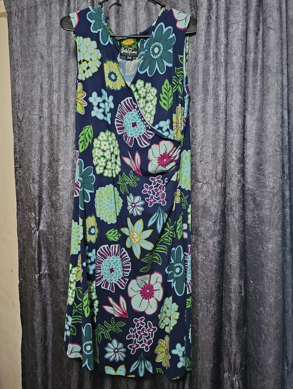 Lesley Evers Gina Dress Dazzle Flower Navy 1x
